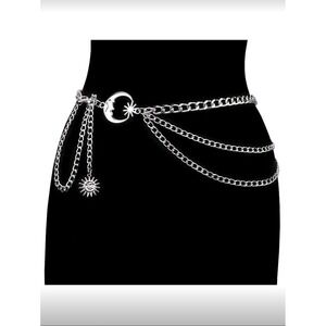 Celestial Moon Sun Layered Chain Belt Waist Jewelry For Women 40 inches